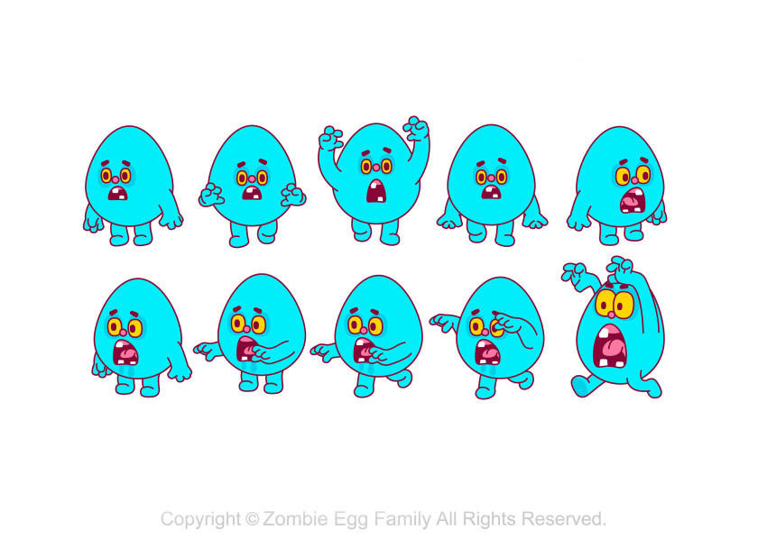 僵尸蛋家族雞蛋3D人物吉祥物設(shè)計-表情包設(shè)計