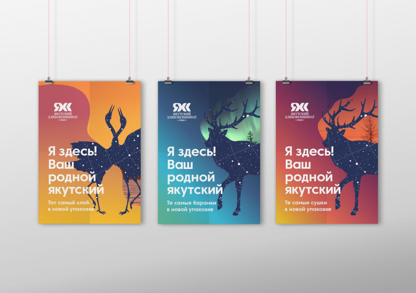 Yakut 袋裝面包烘培產品包裝設計，動物星空北極光圖形