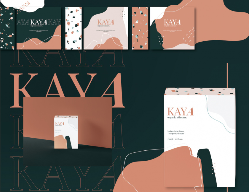 Kaya 有機護膚品包裝設(shè)計，很藝術(shù)的水磨石圖案