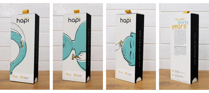 Hapi 剃須刀剃須膏套裝包裝設(shè)計“嘻哈插畫”風格