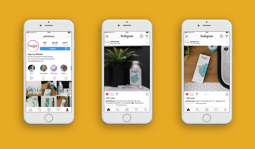 Hapi 剃須刀剃須膏套裝包裝設(shè)計“嘻哈插畫”風格