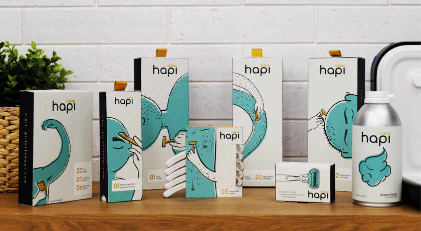 Hapi 剃須刀剃須膏套裝包裝設(shè)計“嘻哈插畫”風格