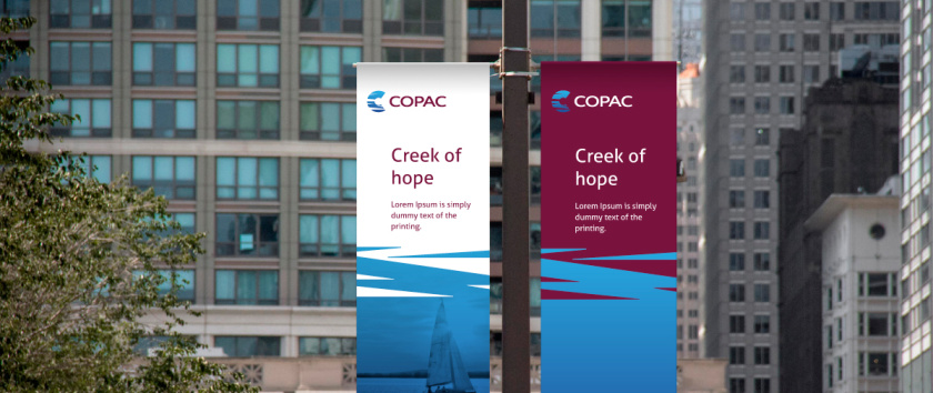 美國最古老醫療康復中心COPAC品牌形象重塑-logo與vi設計，突出密西西比河的波浪狀圖案