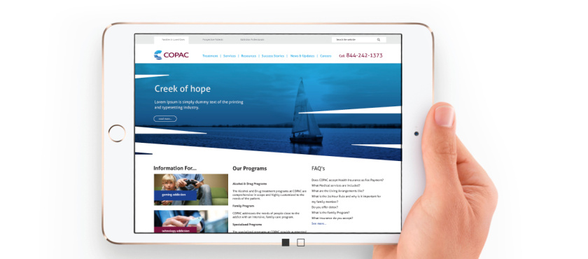 美國最古老醫療康復中心COPAC品牌形象重塑-logo與vi設計，突出密西西比河的波浪狀圖案