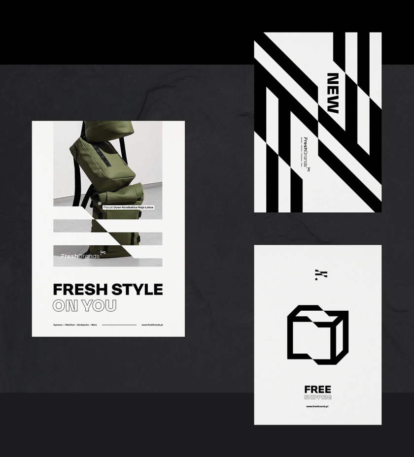 FreshBrands 時尚休閑服飾品牌形象設計logo設計，動感的變形F字母+旗幟符號