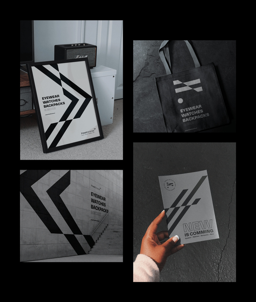 FreshBrands 時尚休閑服飾品牌形象設計logo設計，動感的變形F字母+旗幟符號