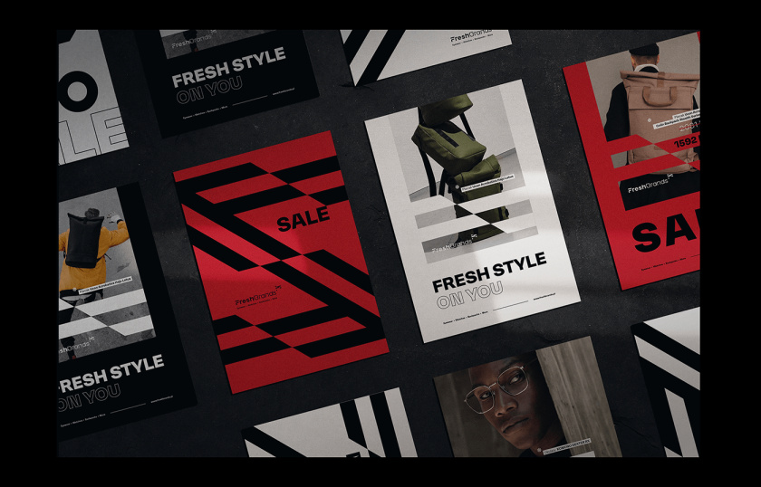 FreshBrands 時尚休閑服飾品牌形象設計logo設計，動感的變形F字母+旗幟符號