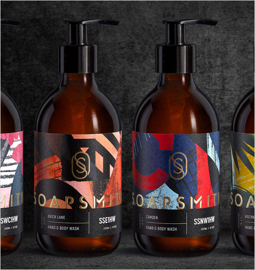 Soapsmith手工肥皂和身體清潔護理產品品牌logo與包裝設計，充滿豪華都市氣息