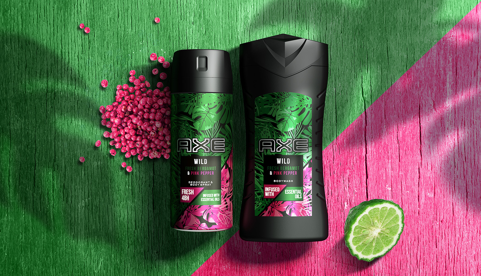 AXE WILD系列身體噴霧劑和洗發(fā)水沐浴露產(chǎn)品包裝設計，釋放自然野性