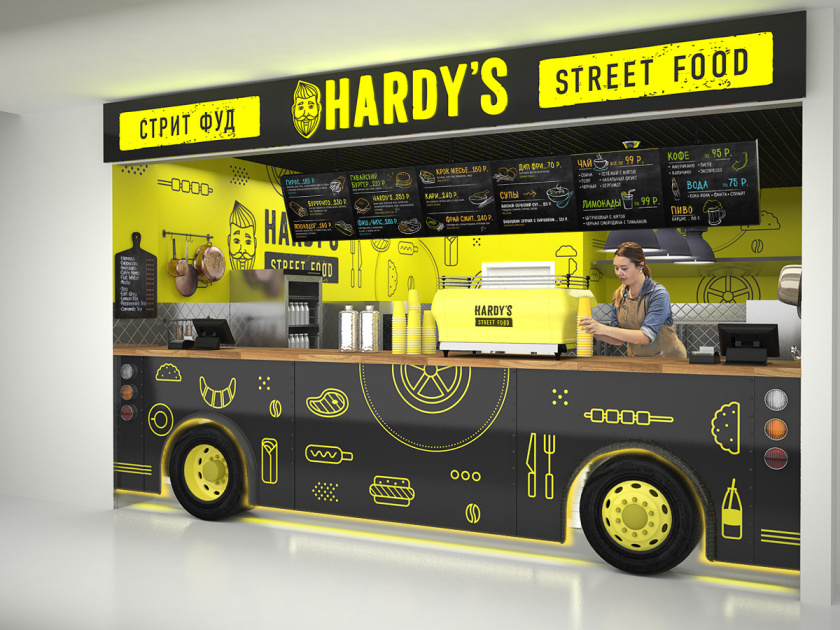 Hardy街頭快餐餐飲室內空間設計與食品卡車柜臺設計