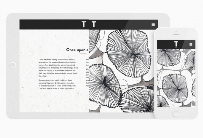 Tiosk茶飲餐飲品牌形象設計，水墨線條畫風格