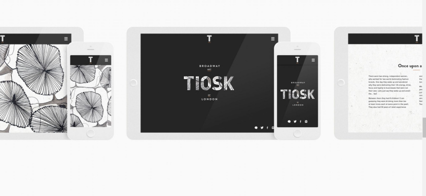 Tiosk茶飲餐飲品牌形象設計，水墨線條畫風格