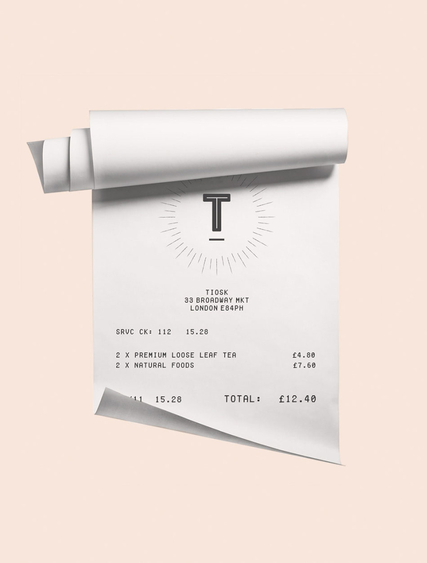 Tiosk茶飲餐飲品牌形象設計，水墨線條畫風格