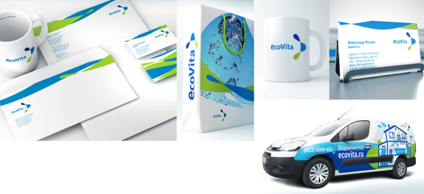 Ecovita水處理設(shè)備工程公司loog設(shè)計和企業(yè)vi設(shè)計，兩滴水滴的動態(tài)融合過程