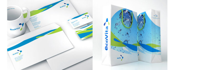 Ecovita水處理設(shè)備工程公司loog設(shè)計和企業(yè)vi設(shè)計，兩滴水滴的動態(tài)融合過程