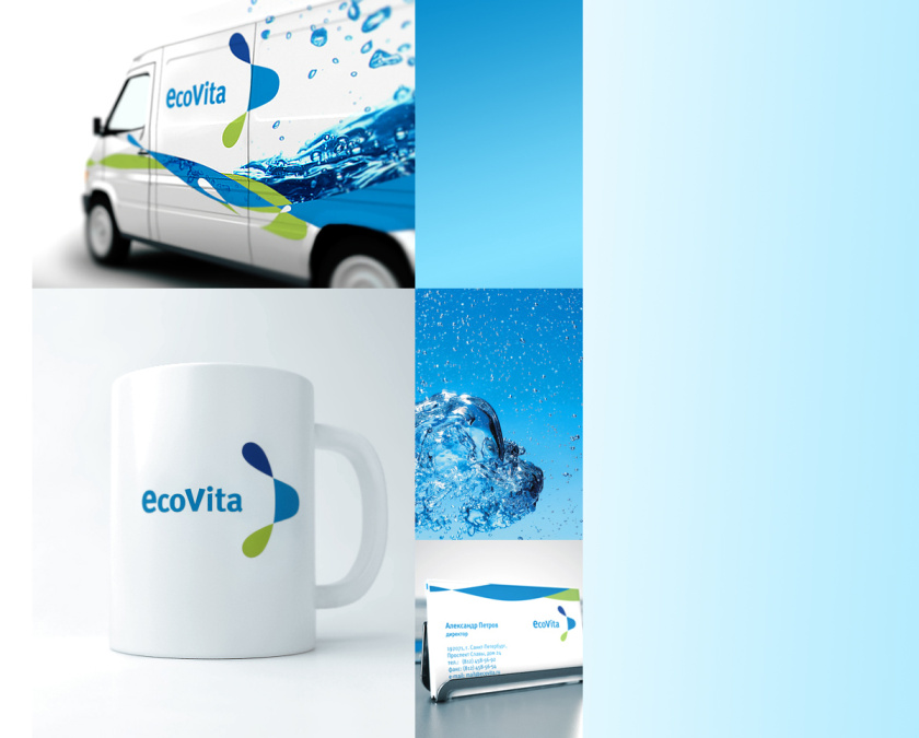 Ecovita水處理設(shè)備工程公司loog設(shè)計和企業(yè)vi設(shè)計，兩滴水滴的動態(tài)融合過程