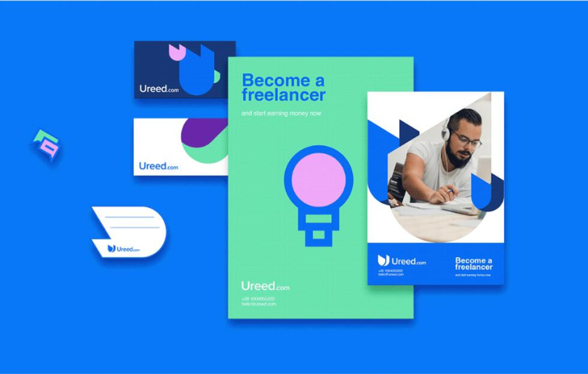 ureed 在線服務市場平臺網站品牌logo設計vi設計，互聯網科技風格