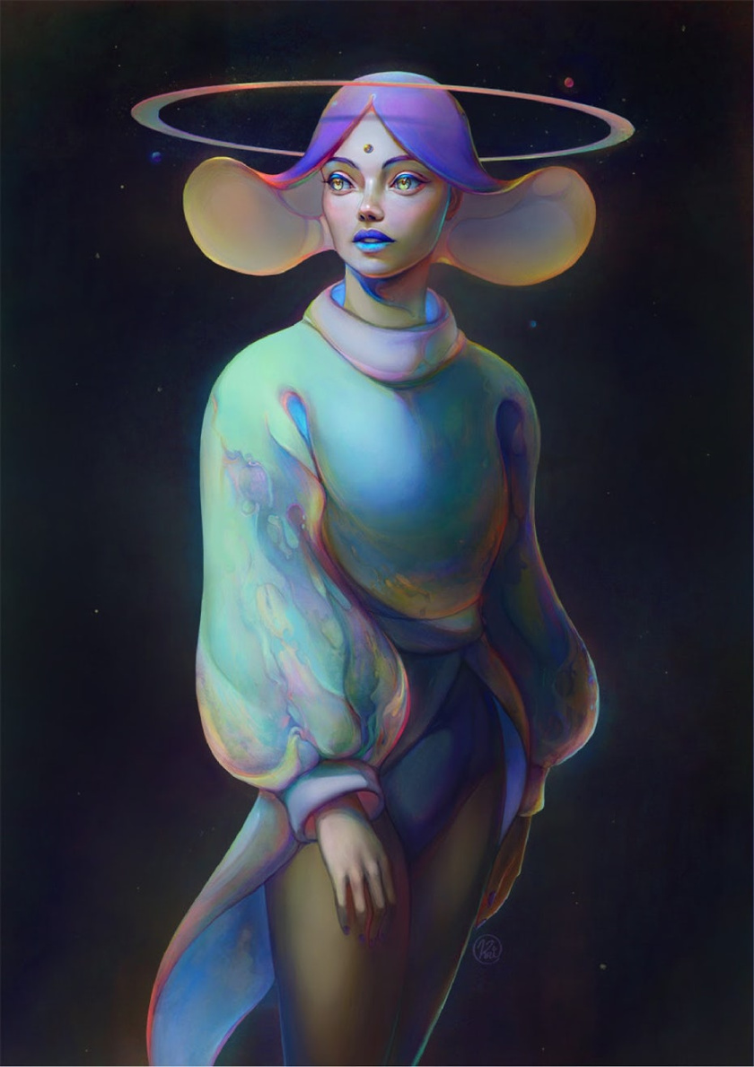 引人注目的彩虹色數(shù)字繪畫，這幅數(shù)字繪畫超凡脫俗