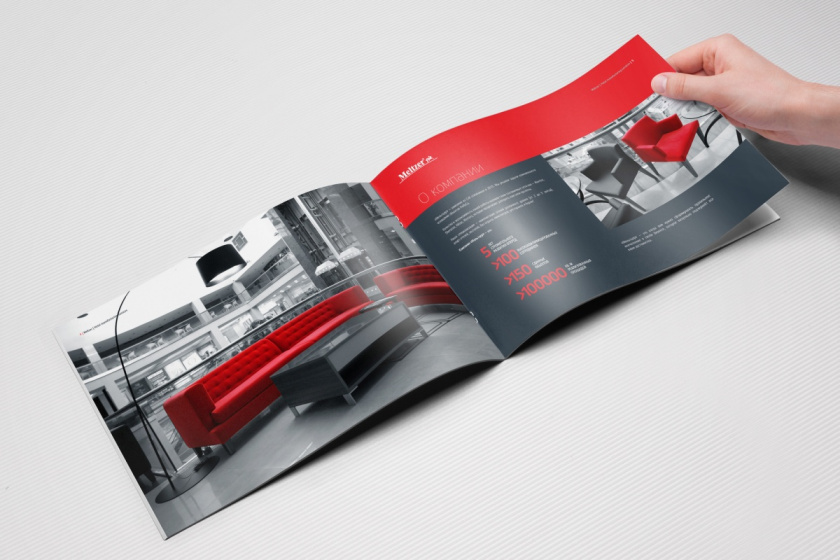 Meltzer家具公司手冊設計，簡約紅黑風格