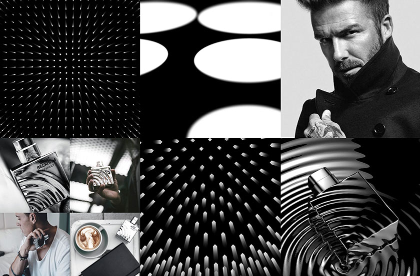 大衛(wèi)·貝克漢姆水波紋圖案香水瓶型設計與身體護理產(chǎn)品包裝設計