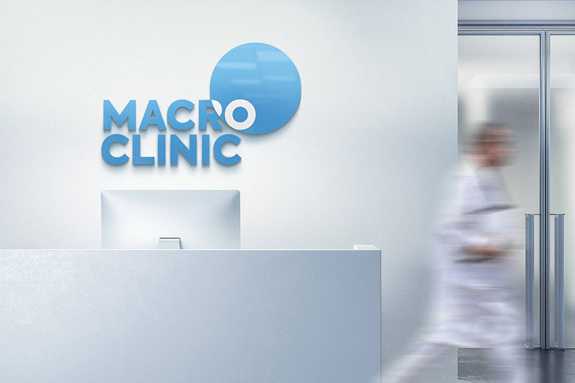 Macro Clinic連鎖醫療診所醫院圓形顯微鏡風格品牌形象設計logo設計與品牌全案策劃塑造
