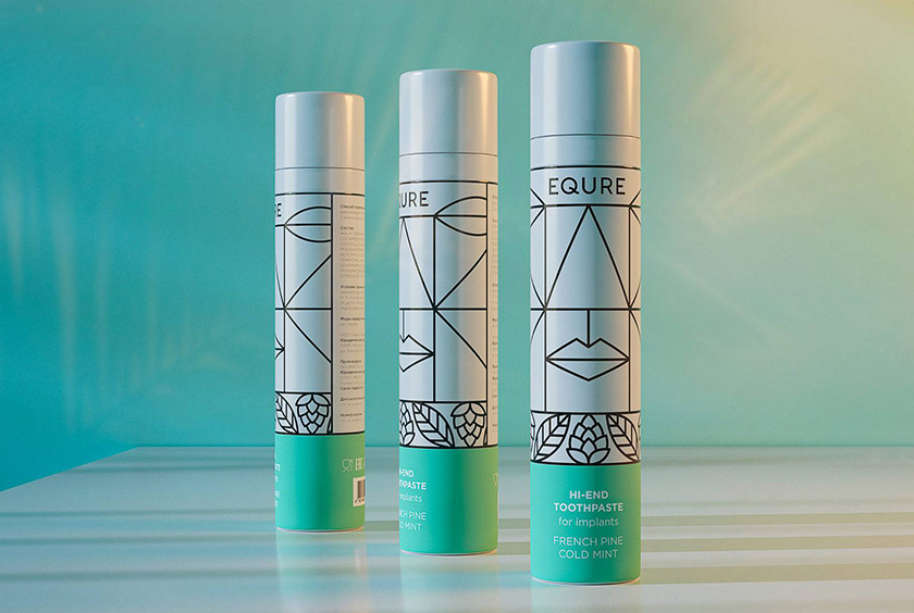 EQURE 牙膏與口腔牙齒護理產品品牌形象策劃與包裝設計，源于線條裝飾藝術風格