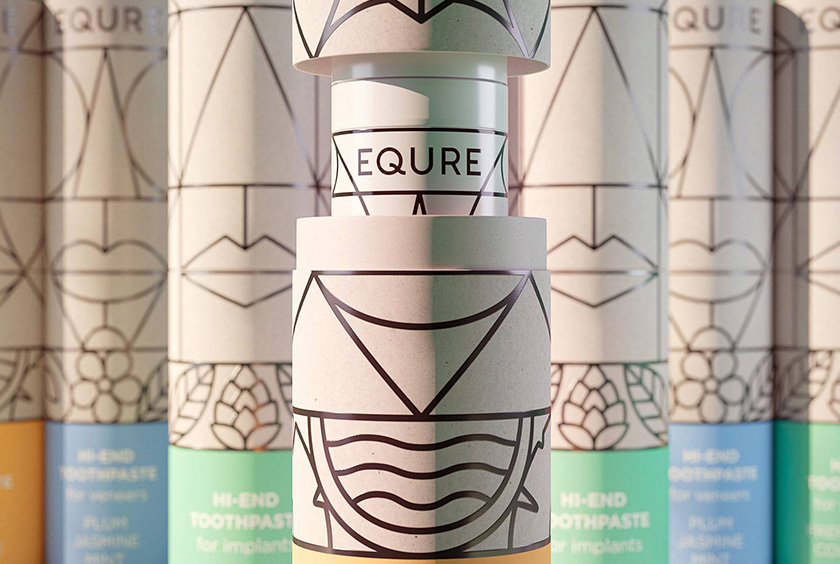 EQURE 牙膏與口腔牙齒護理產品品牌形象策劃與包裝設計，源于線條裝飾藝術風格