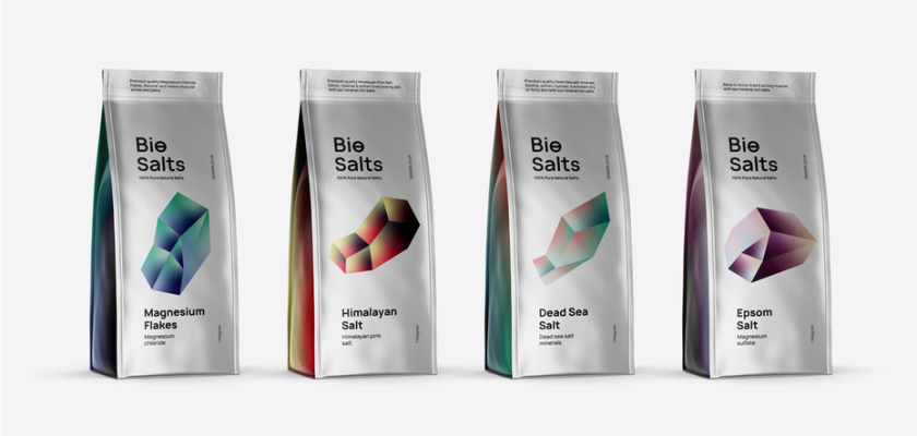 復古包裝-帶有漸變的最小化未來派包裝設計