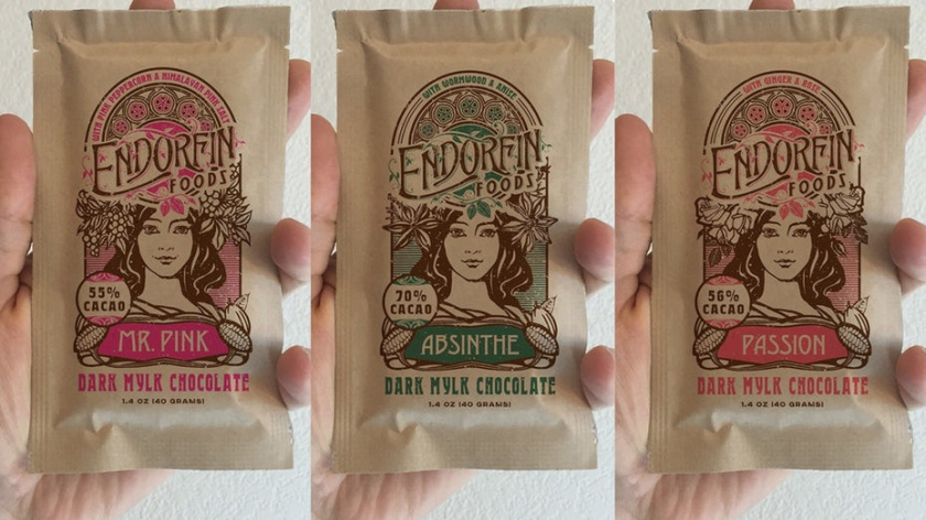 生態環保包裝-2020年包裝設計趨勢示例：新藝術運動啟發的有機巧克力棒牛皮紙袋