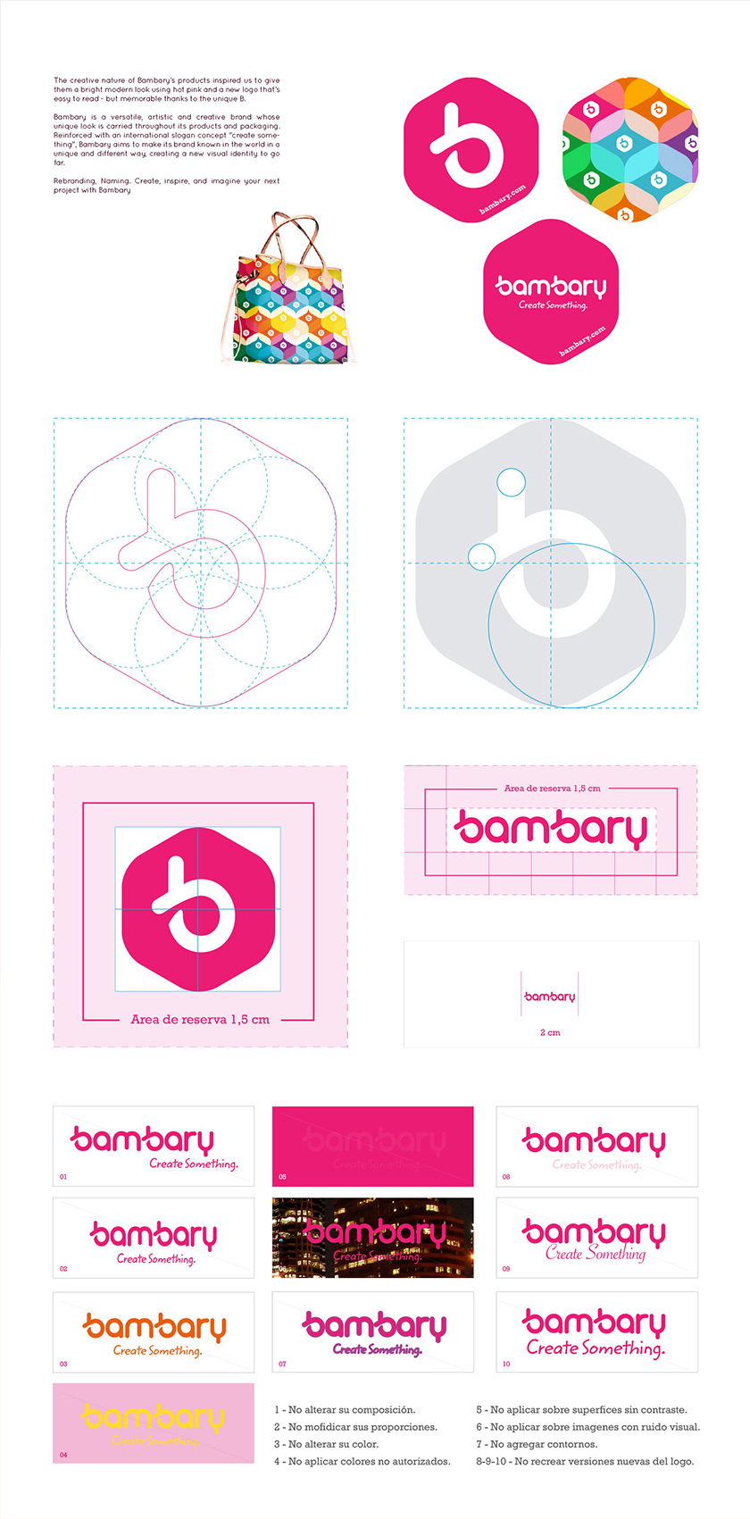 bambary毛線品牌命名logo設計與品牌vi形象設計。多彩的六邊形色塊