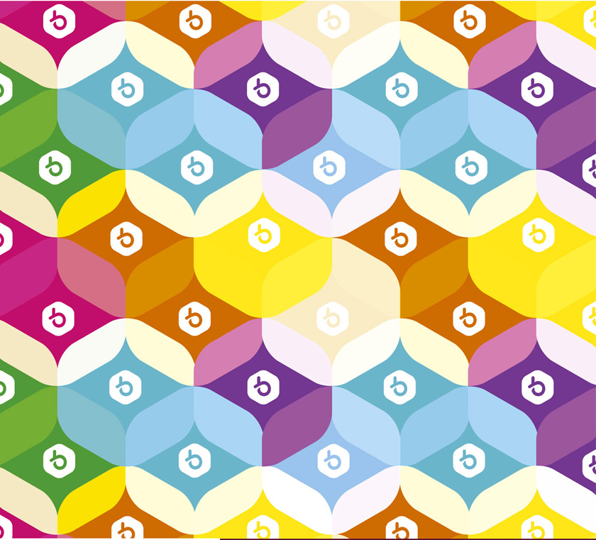 bambary毛線品牌命名logo設計與品牌vi形象設計。多彩的六邊形色塊