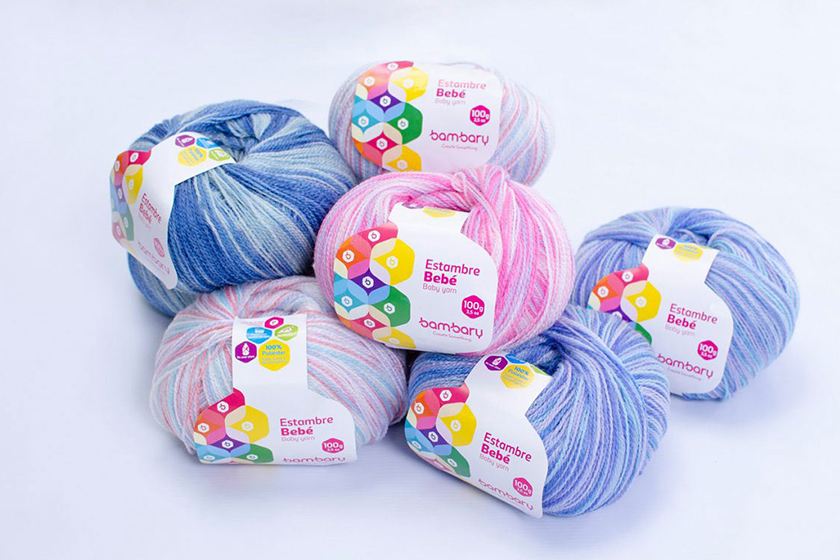 bambary毛線品牌命名logo設計與品牌vi形象設計。多彩的六邊形色塊