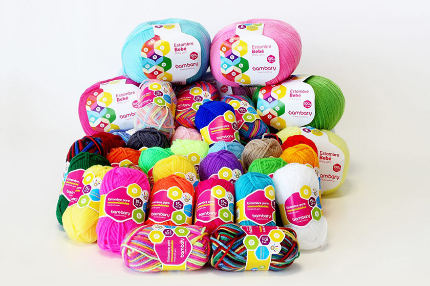 bambary毛線品牌命名logo設計與品牌vi形象設計。多彩的六邊形色塊