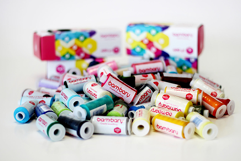 bambary毛線品牌命名logo設計與品牌vi形象設計。多彩的六邊形色塊