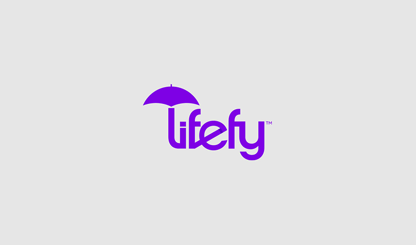 lifefy在線保險品牌logo設計，傘元素+字母L