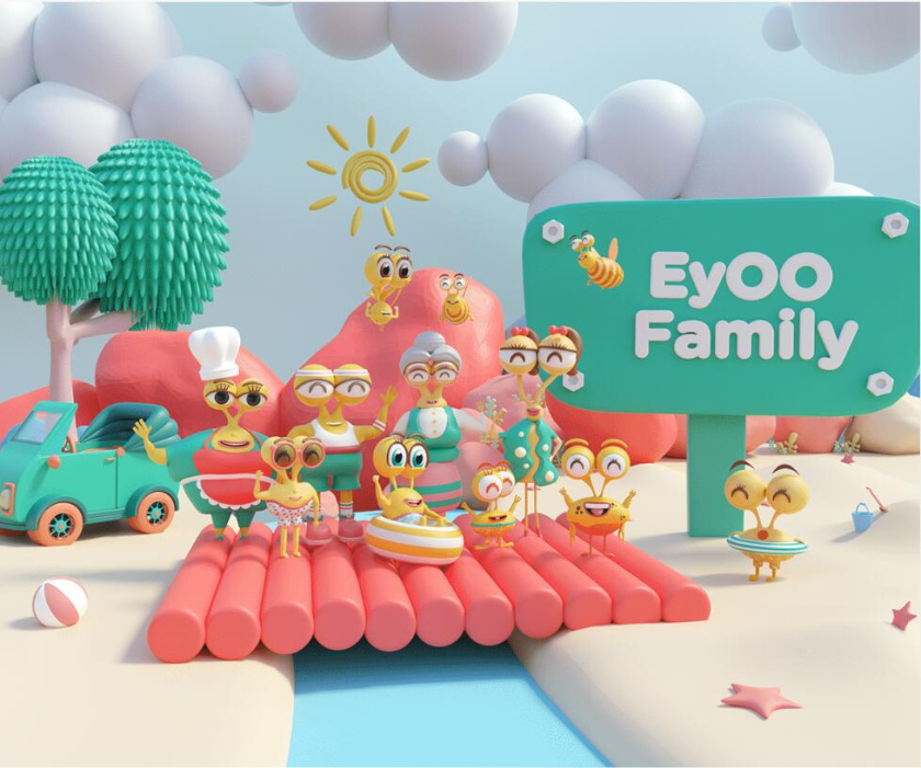 Eyoo family 蜜蜂人家族3D吉祥物設(shè)計(jì)及場景畫面設(shè)計(jì)