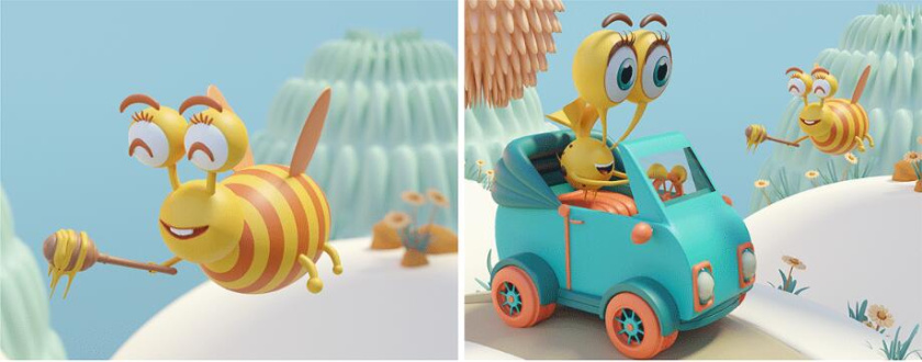 Eyoo family 蜜蜂人家族3D吉祥物設計及場景畫面設計