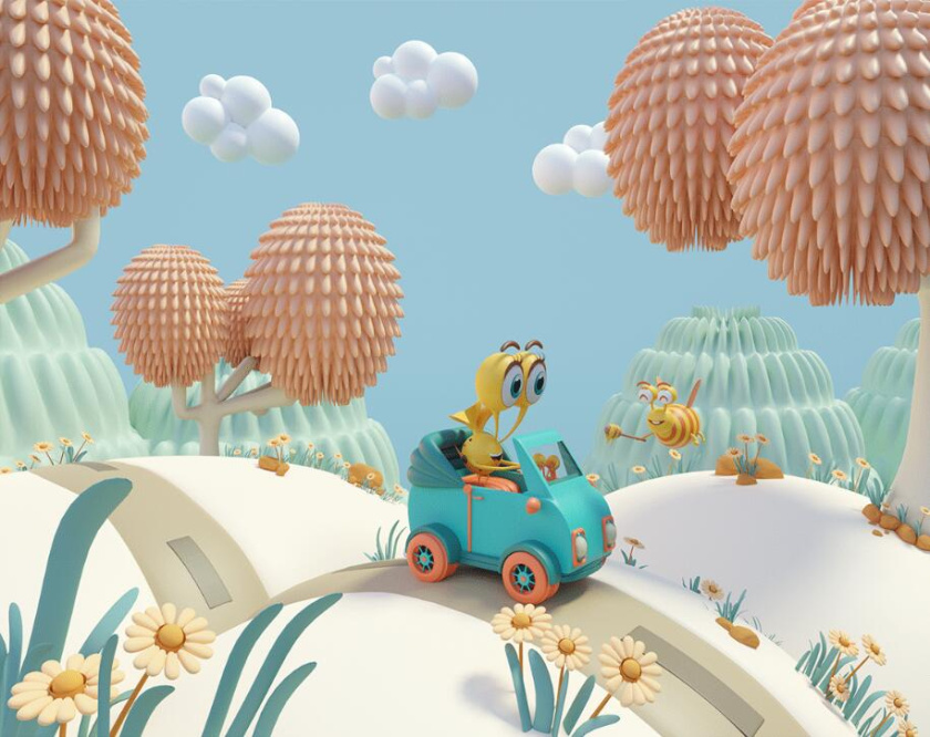 Eyoo family 蜜蜂人家族3D吉祥物設計及場景畫面設計