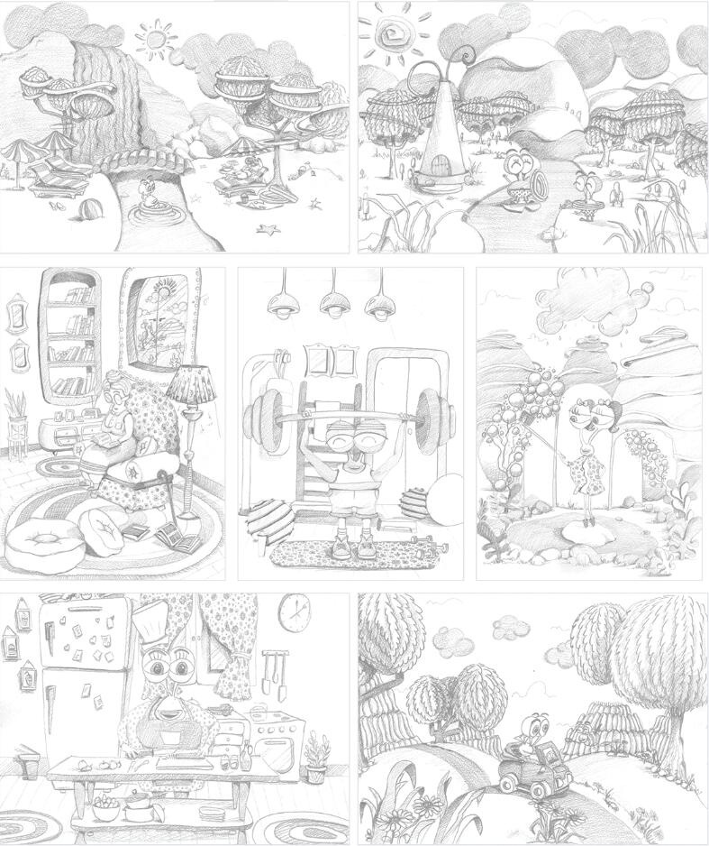 Eyoo family 蜜蜂人家族3D吉祥物設計及場景畫面設計