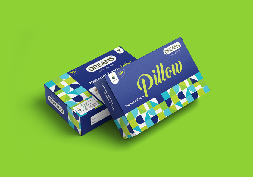 Pillow 記憶枕頭包裝設(shè)計(jì)，幾何圖案排列風(fēng)格