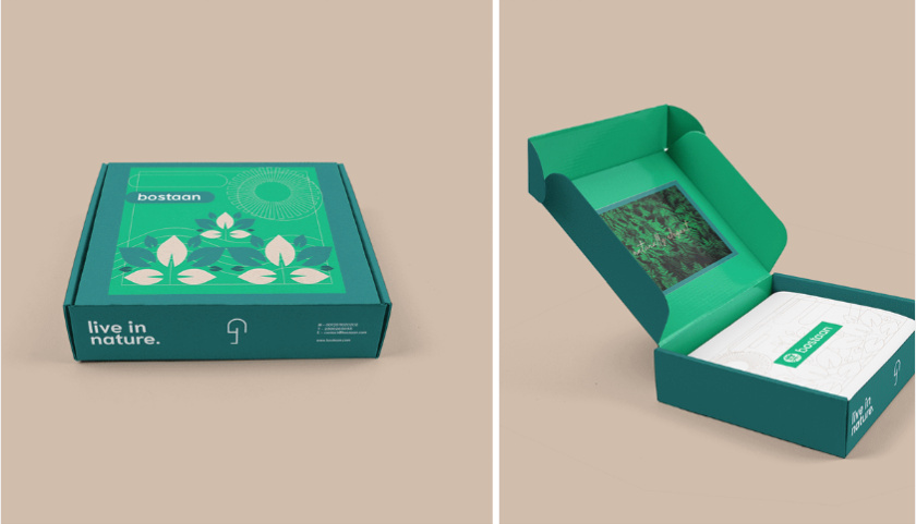 Bostaan 景觀公司logo設(shè)計(jì)與vi設(shè)計(jì)，矢量化幾何風(fēng)格綠葉與根須