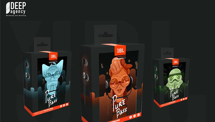 JBL耳機包裝設計，有趣前衛與時尚的人物插畫