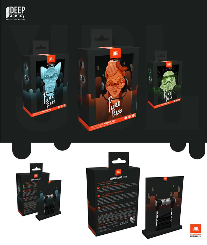 JBL耳機包裝設計，有趣前衛與時尚的人物插畫