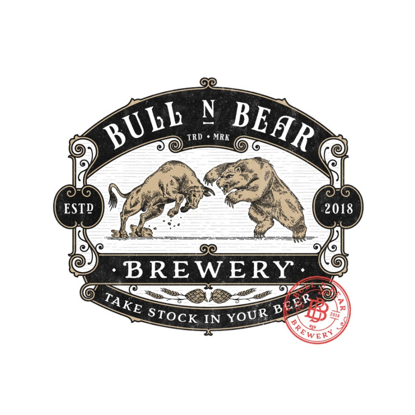復(fù)古風(fēng)格-Bull N Bear Brewery標(biāo)志設(shè)計(jì)