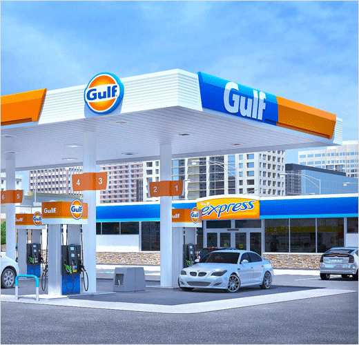 海灣石油公司加油站推出了新標識logo-上海logo設計公司
