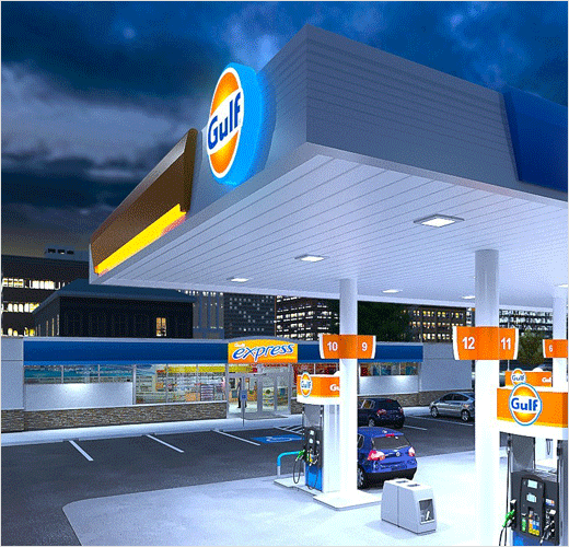 海灣石油公司加油站推出了新標識logo-上海logo設計公司