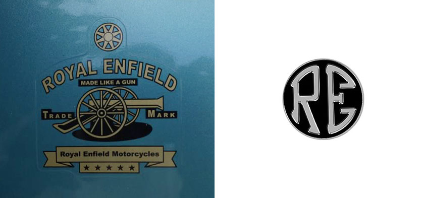 應用于舊飾章和印章的皇家恩菲爾德標識