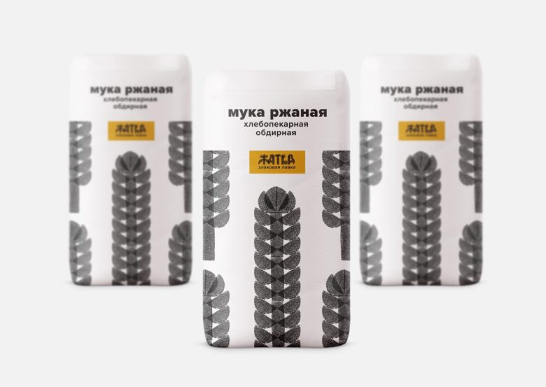 Zhatva農產品食品食用油包裝設計，水墨色的字母和圖案