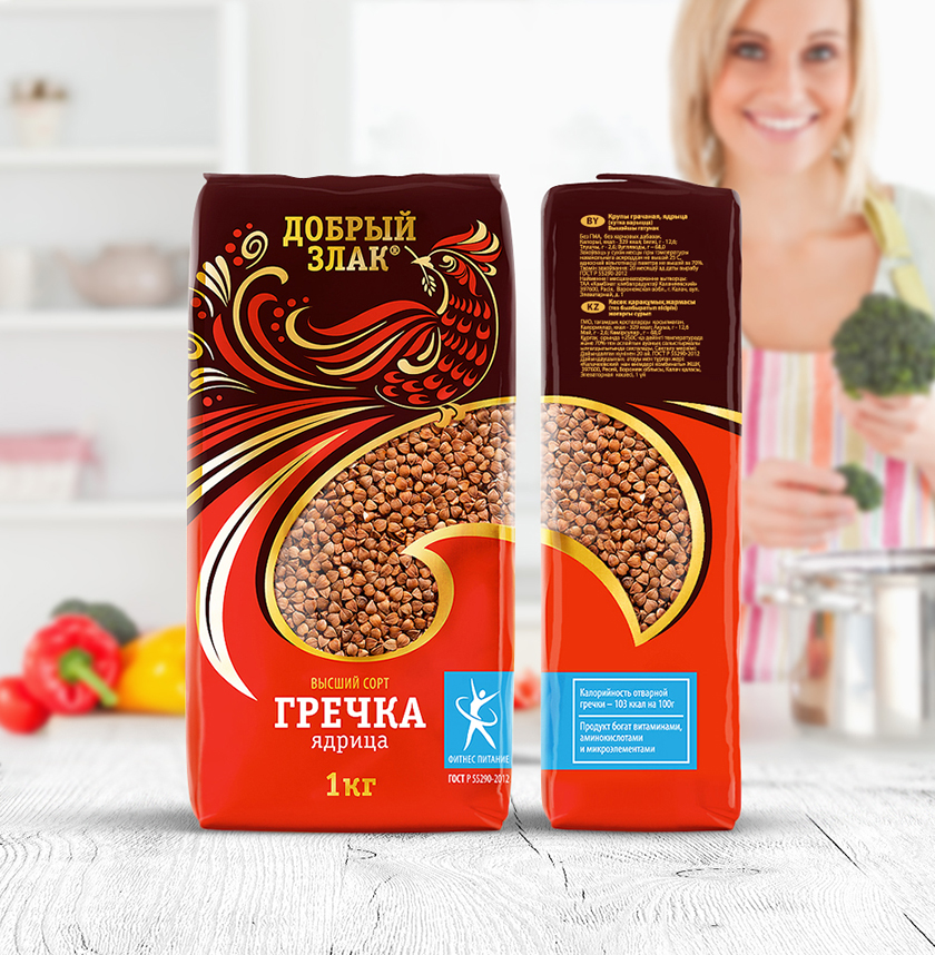 高檔蕎麥糧食包裝設計，主打孔雀圖案亮麗華美