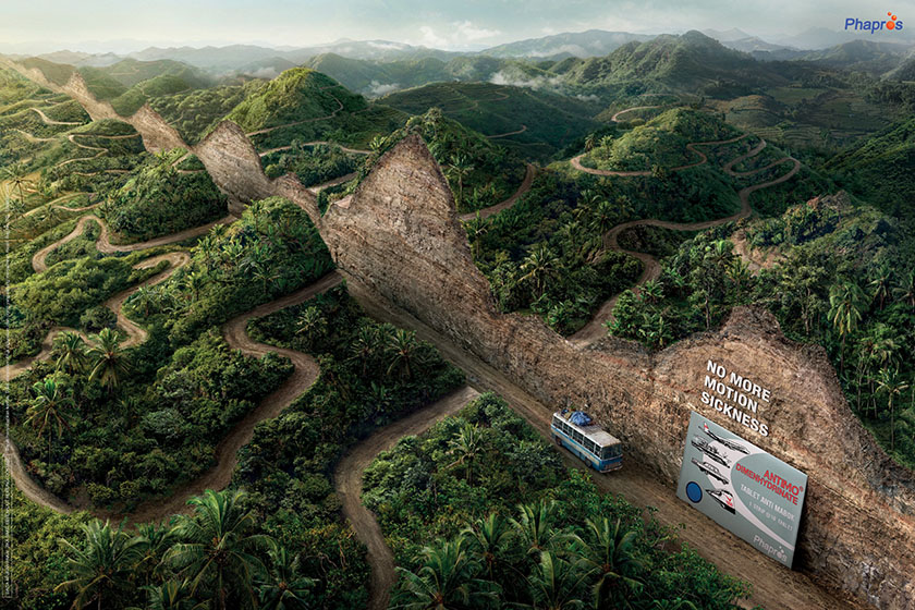 “不再暈車”Antimo暈車藥品廣告設計，化顛簸為如履平地